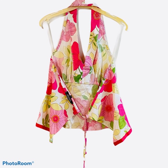 💥FINAL OFFER💥 Boho Halter Floral Top size Medium multicolor made in USA - Picture 2 of 7